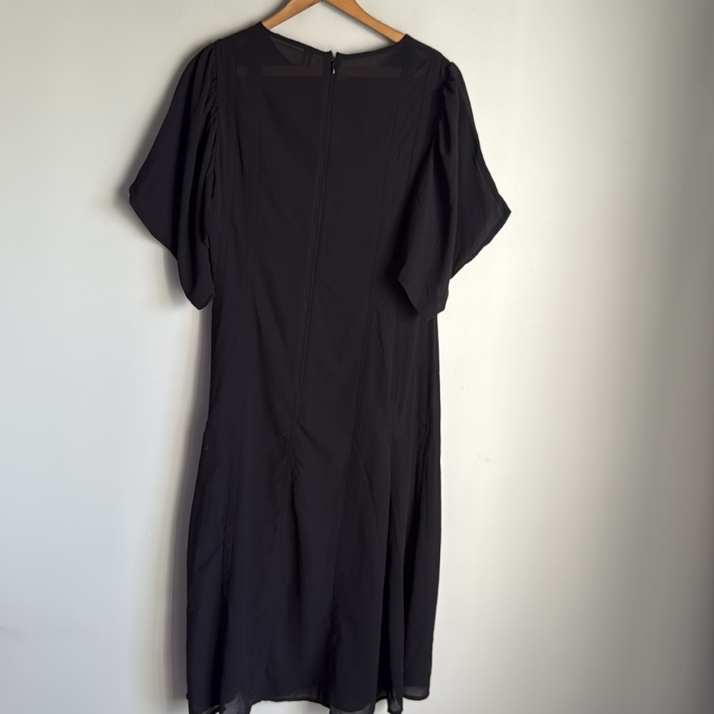 Anthropologie Black Midi Dress with Puff Sleeves - Picture 4 of 14